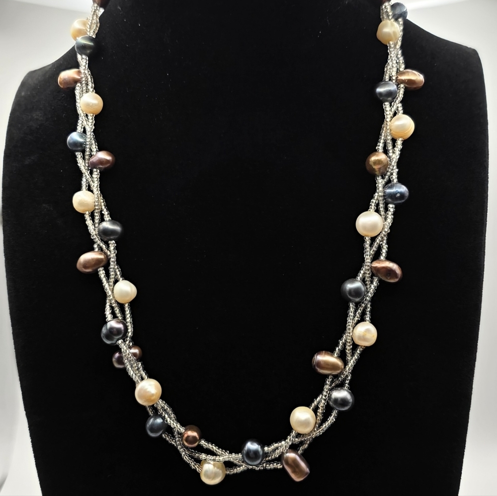 Multi-Strand Freshwater Pearl Necklace – Multicolor